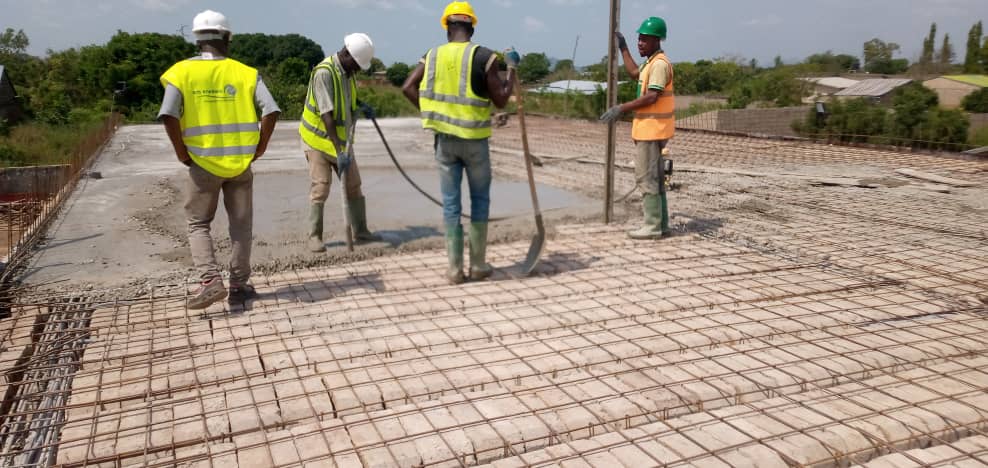 Slab pouring at the substation — rebar placement